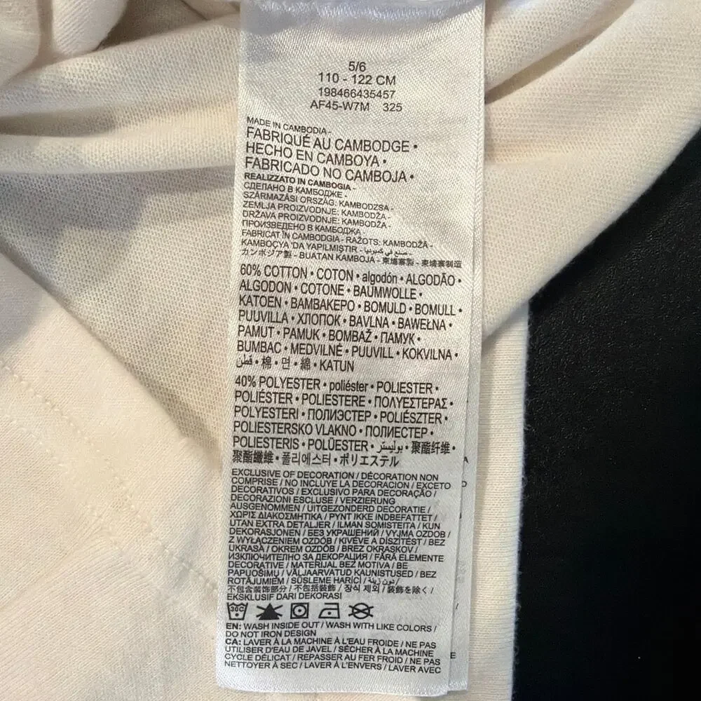 NWOT Abercrombie Kids Layered Football Tee, White and Gray, Boys Size 5/6